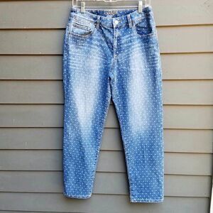 Chicos Platinum Skimmer Polka Dot Jeans Size 0.5